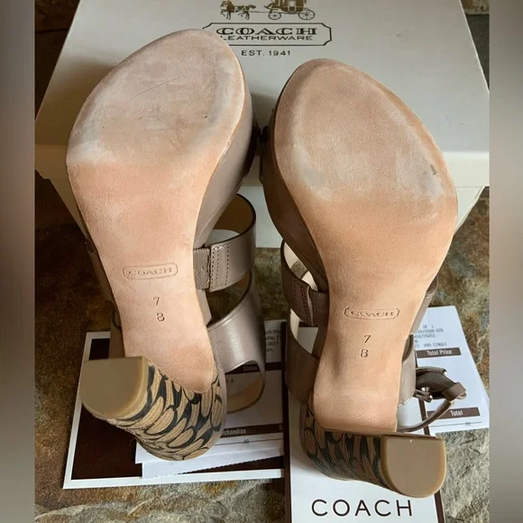 COACH Bertta Vachetta Strappy Platform High Heels - Picture 10 of 13